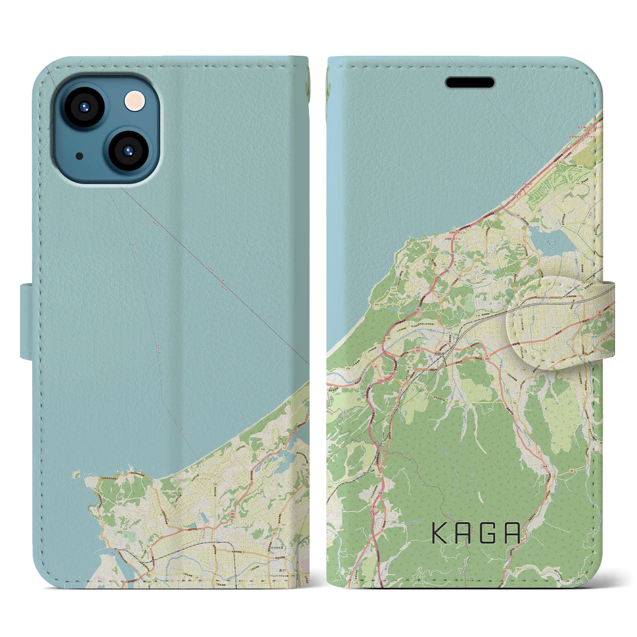 【加賀(石川県)】地図柄iPhoneケース(手帳タイプ)