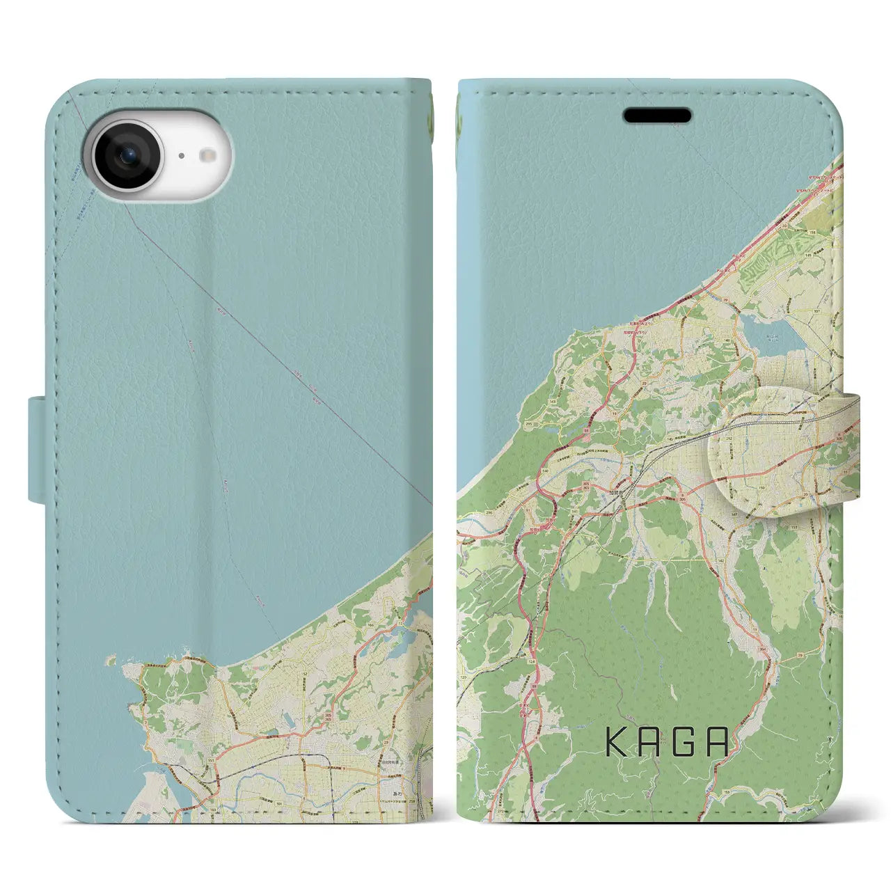 【加賀(石川県)】地図柄iPhoneケース(手帳タイプ)