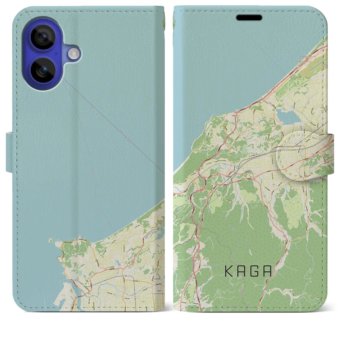 【加賀(石川県)】地図柄iPhoneケース(手帳タイプ)ナチュラル・iPhone 16 Pro Max 用