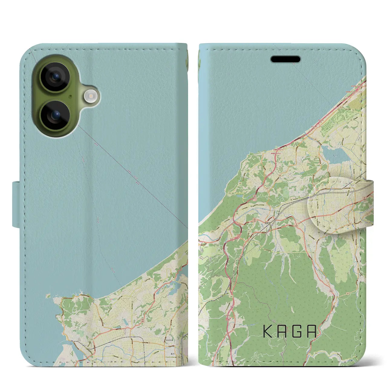 【加賀(石川県)】地図柄iPhoneケース(手帳タイプ)