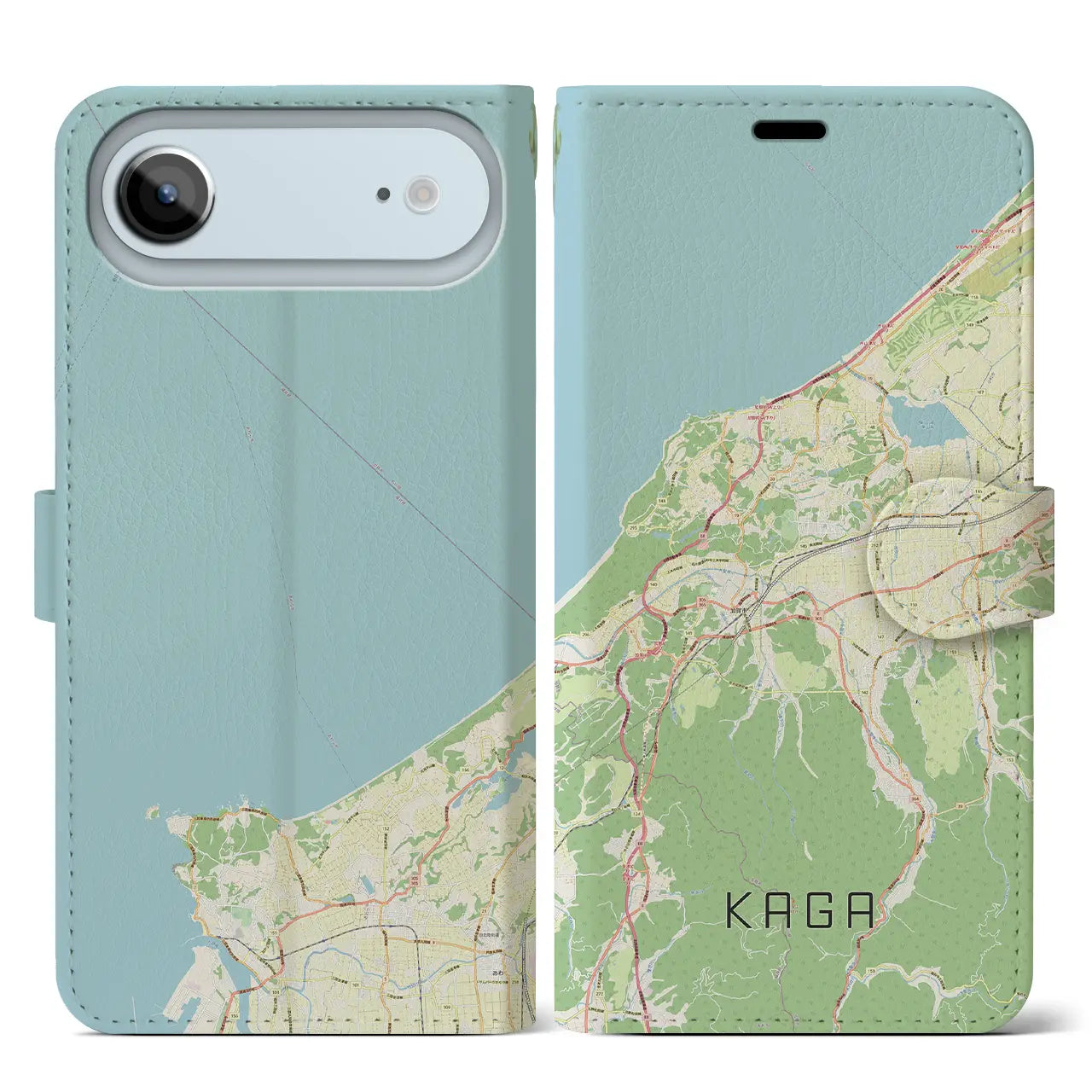 【加賀(石川県)】地図柄iPhoneケース(手帳タイプ)