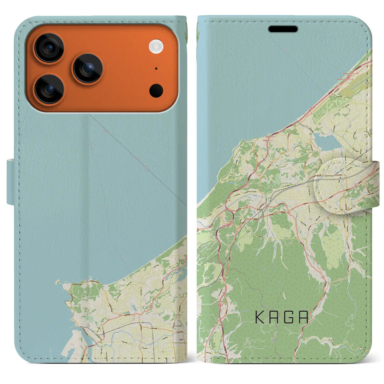 【加賀(石川県)】地図柄iPhoneケース(手帳タイプ)