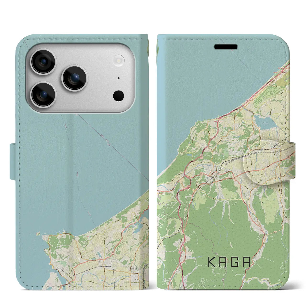 【加賀(石川県)】地図柄iPhoneケース(手帳タイプ)