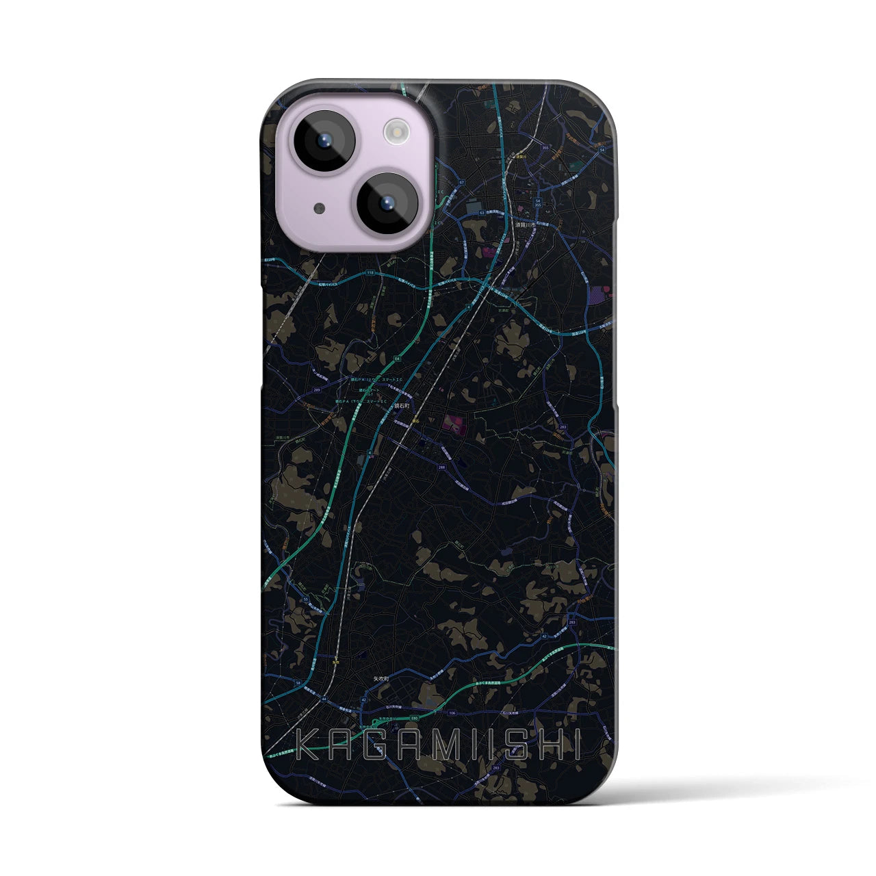 【鏡石(福島県)】地図柄iPhoneケース(バックカバータイプ)