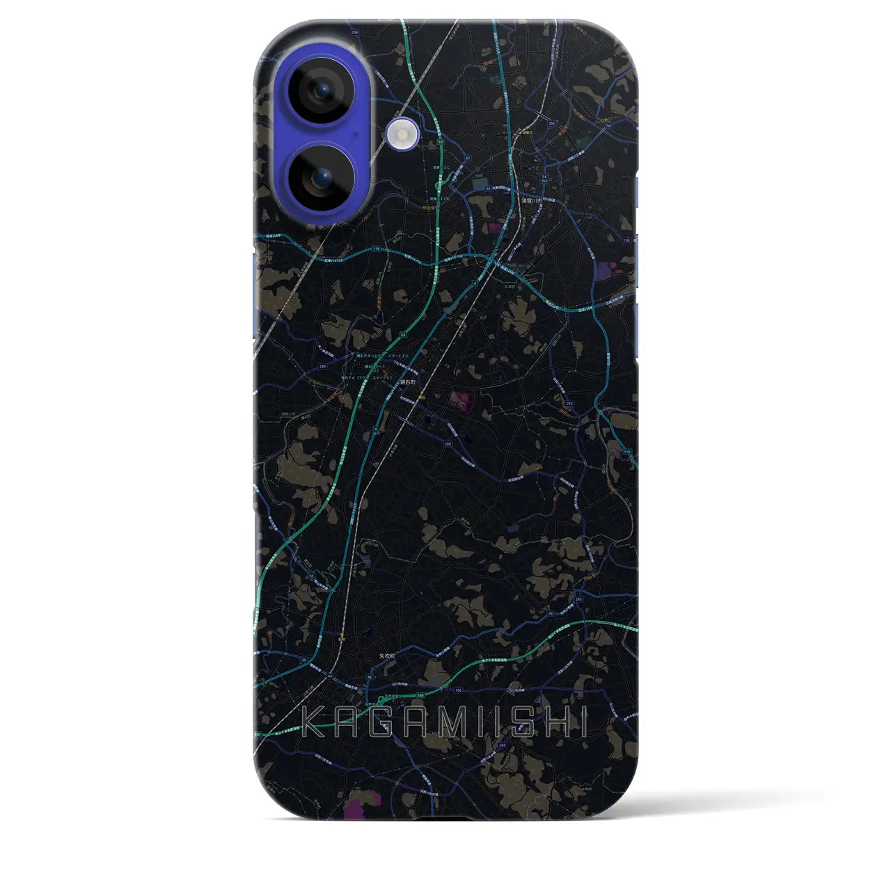 【鏡石(福島県)】地図柄iPhoneケース(バックカバータイプ)