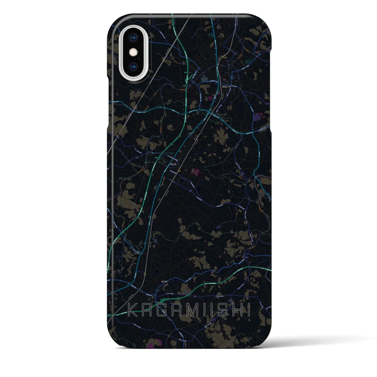 【鏡石(福島県)】地図柄iPhoneケース(バックカバータイプ)