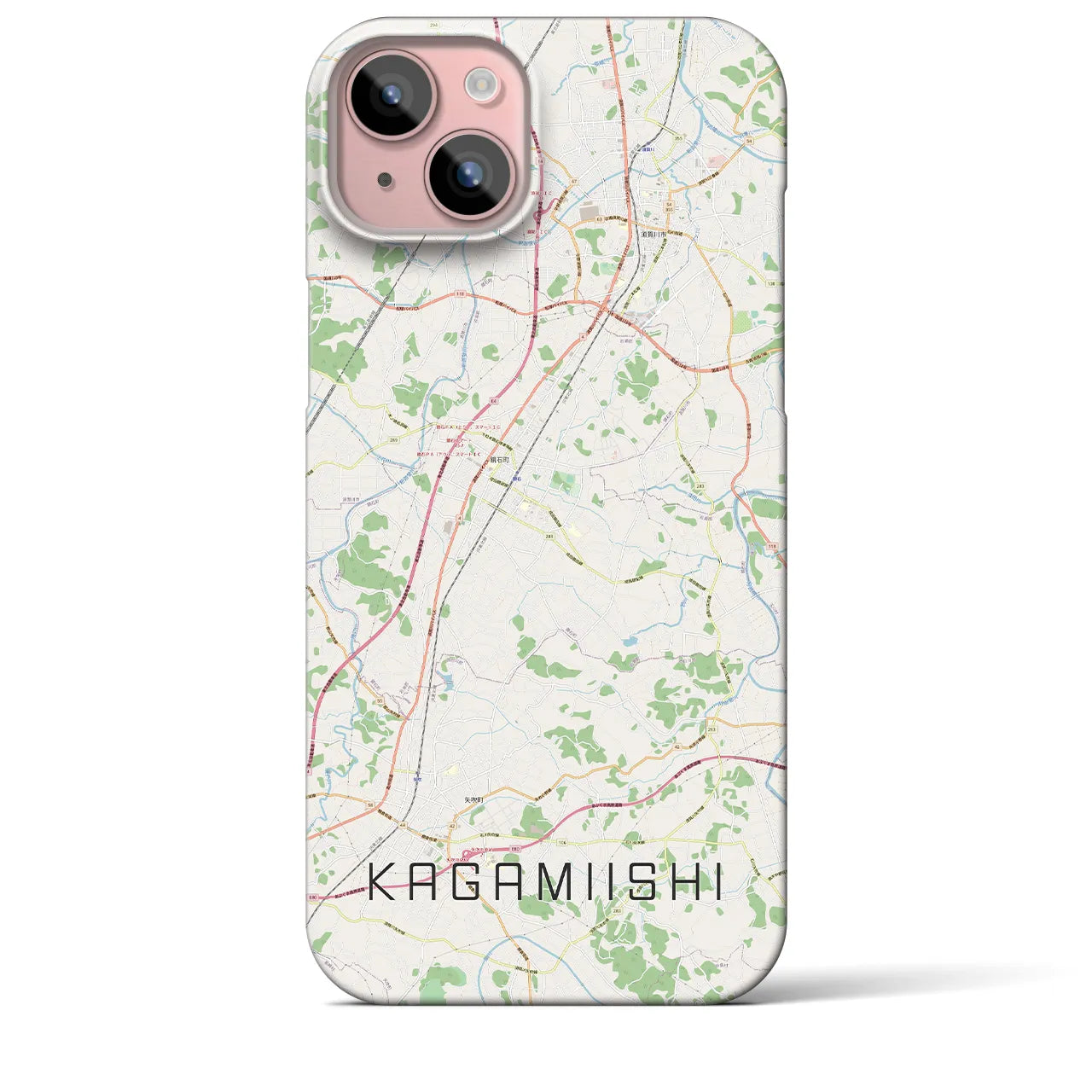 【鏡石(福島県)】地図柄iPhoneケース(バックカバータイプ)