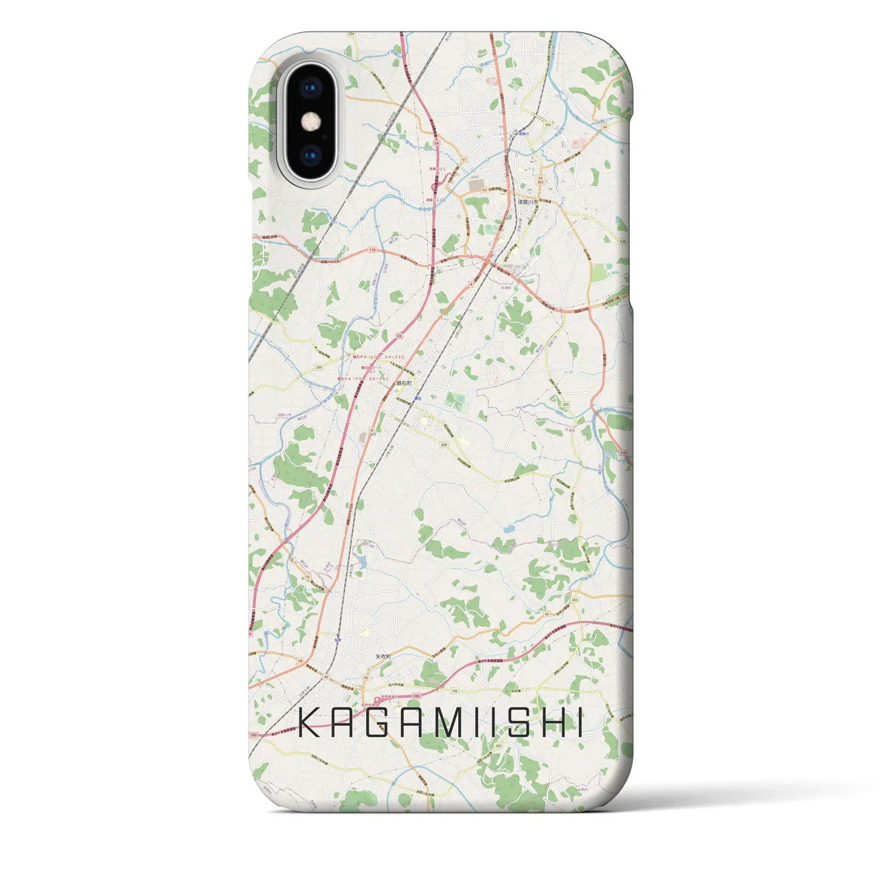 【鏡石(福島県)】地図柄iPhoneケース(バックカバータイプ)