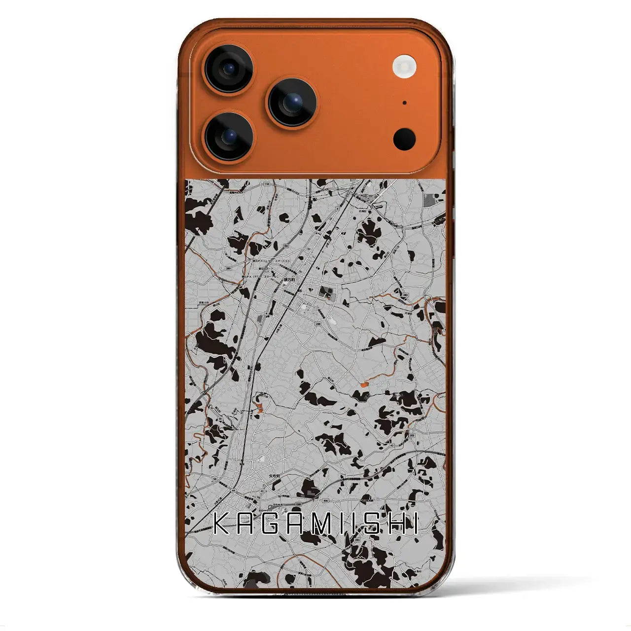 【鏡石(福島県)】地図柄iPhoneケース(クリアタイプ)モノトーン・iPhone 17 Pro Max 用