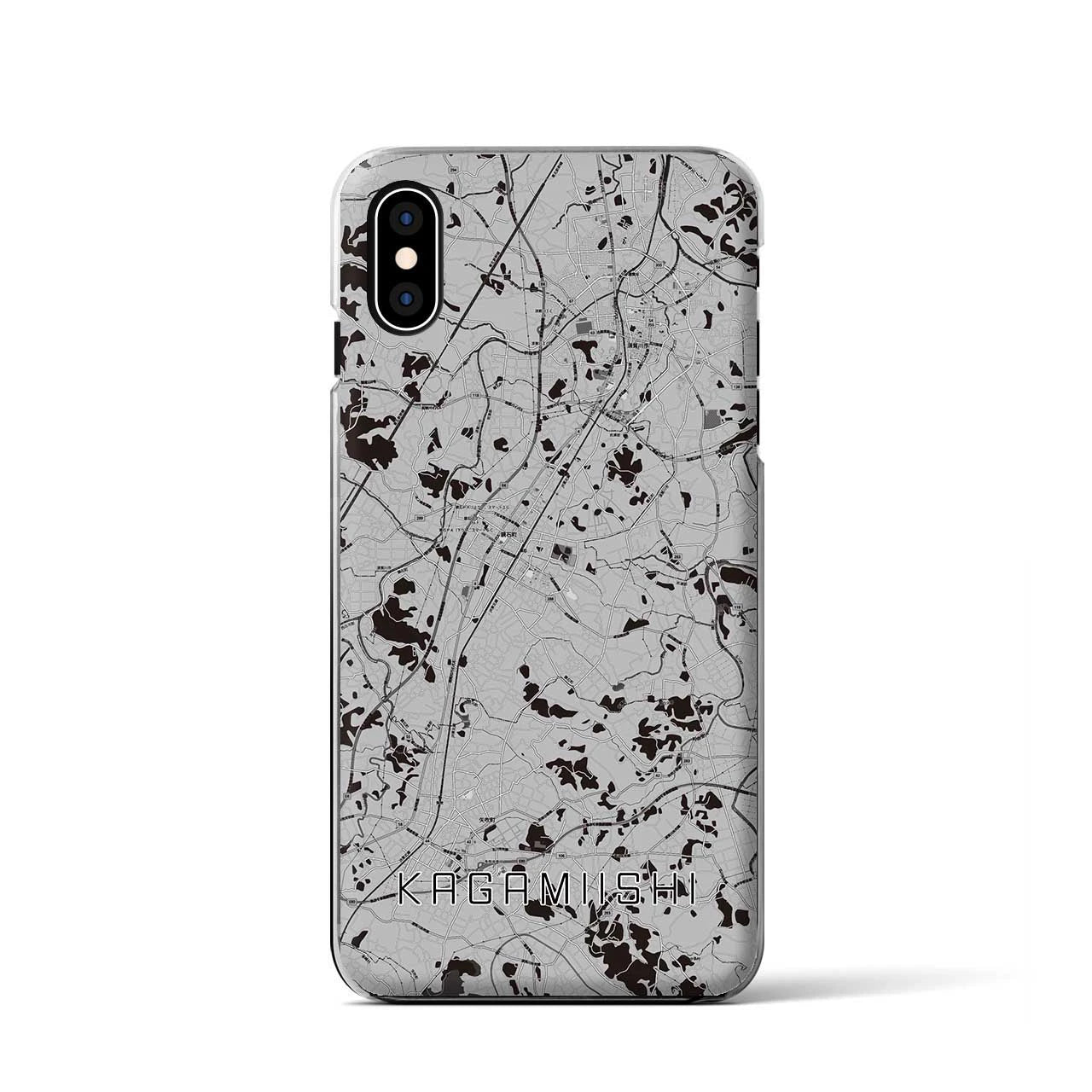 【鏡石(福島県)】地図柄iPhoneケース(クリアタイプ)モノトーン・iPhone XS / X 用