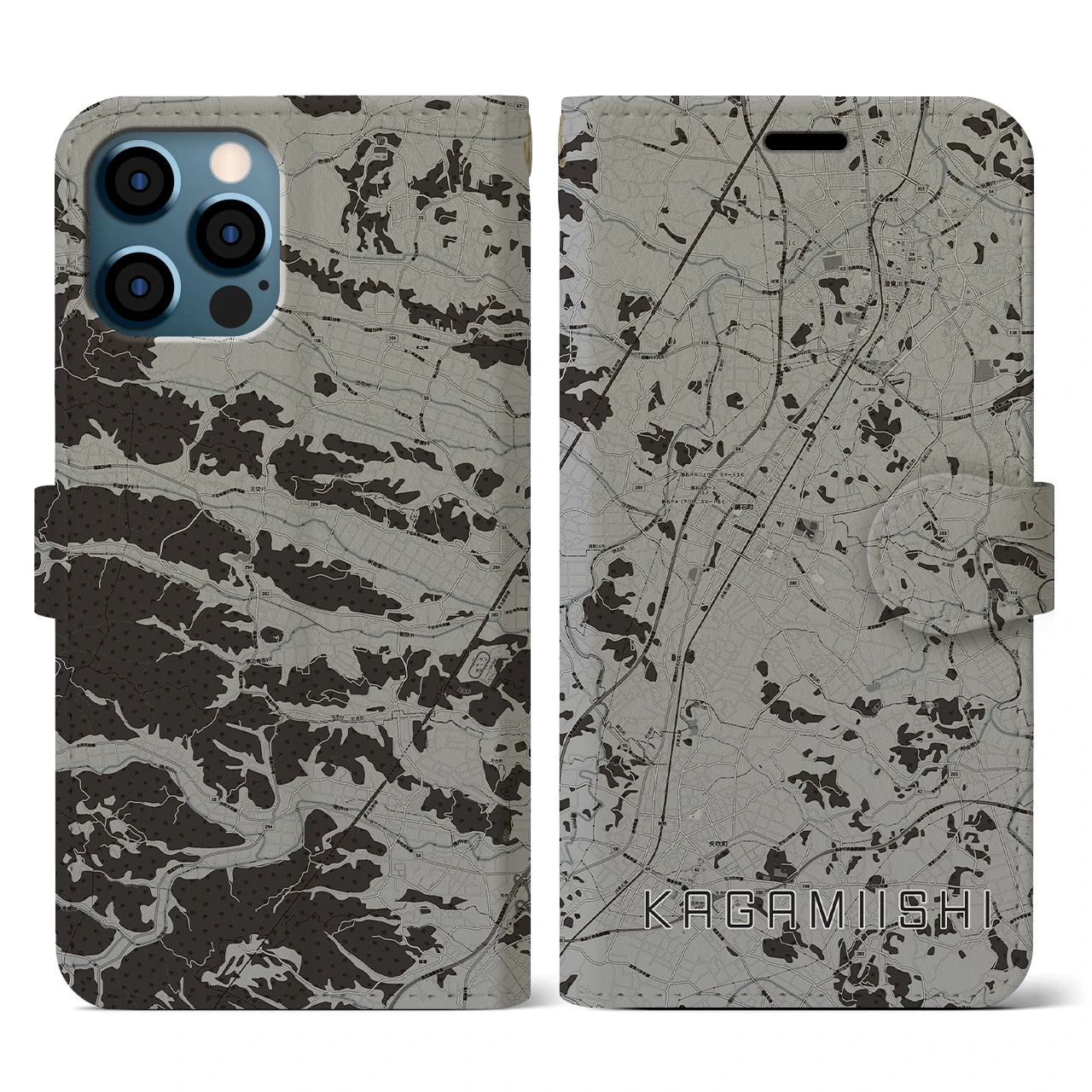 【鏡石(福島県)】地図柄iPhoneケース(手帳タイプ)