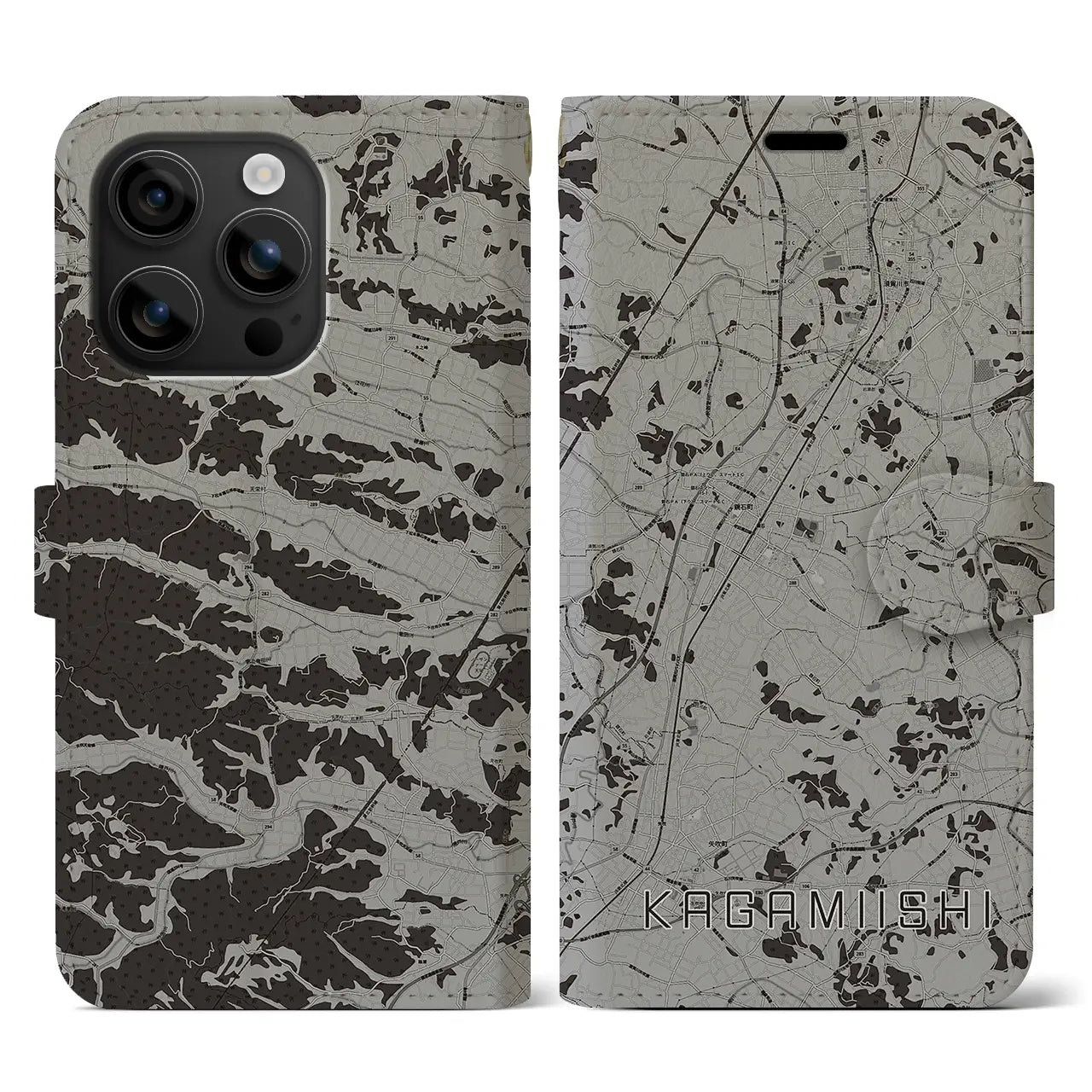 【鏡石(福島県)】地図柄iPhoneケース(手帳タイプ)