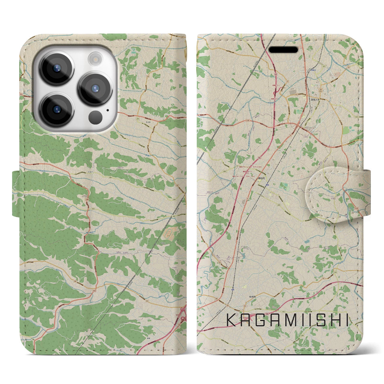 【鏡石(福島県)】地図柄iPhoneケース(手帳タイプ)