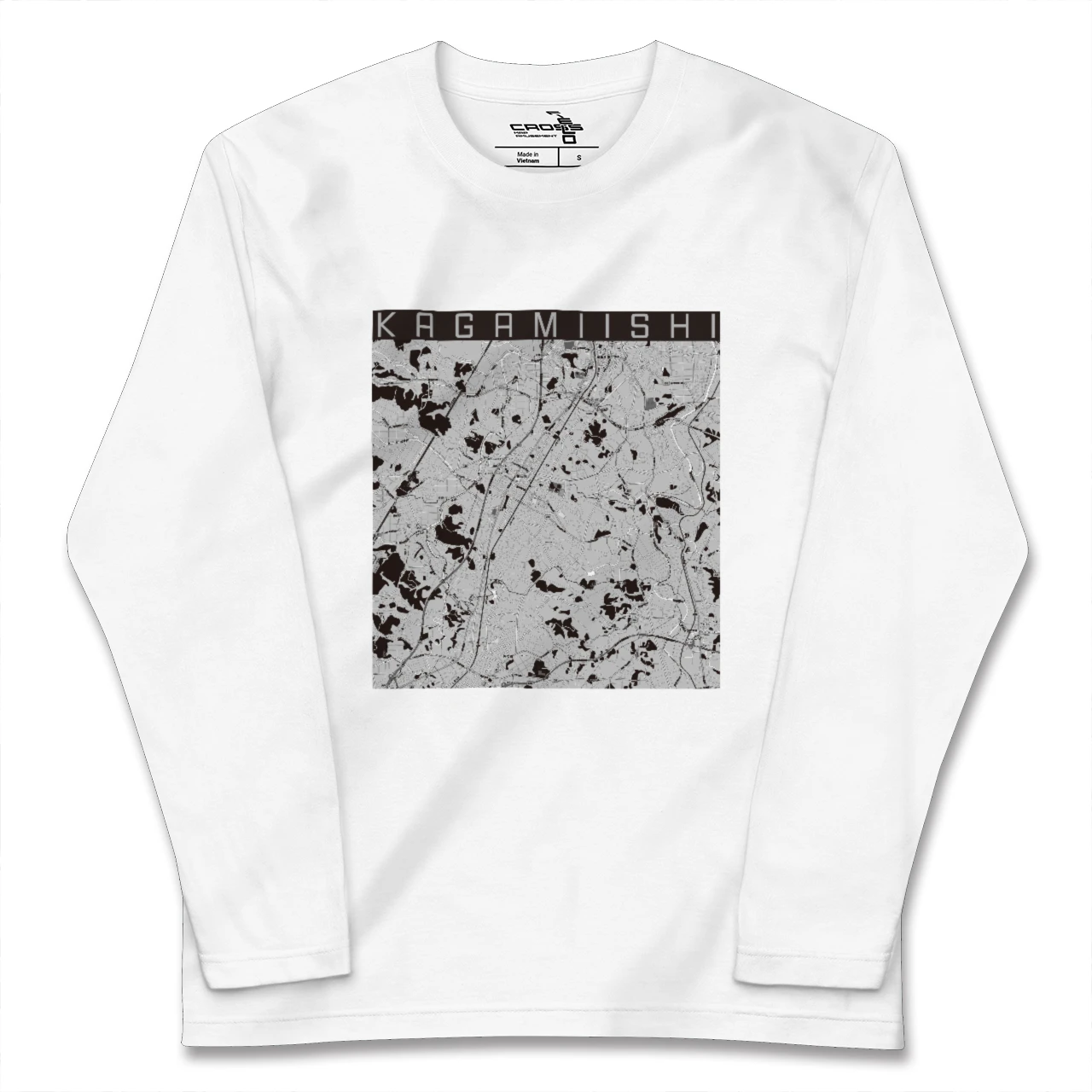 【鏡石(福島県)】地図柄ロングスリーブTシャツ