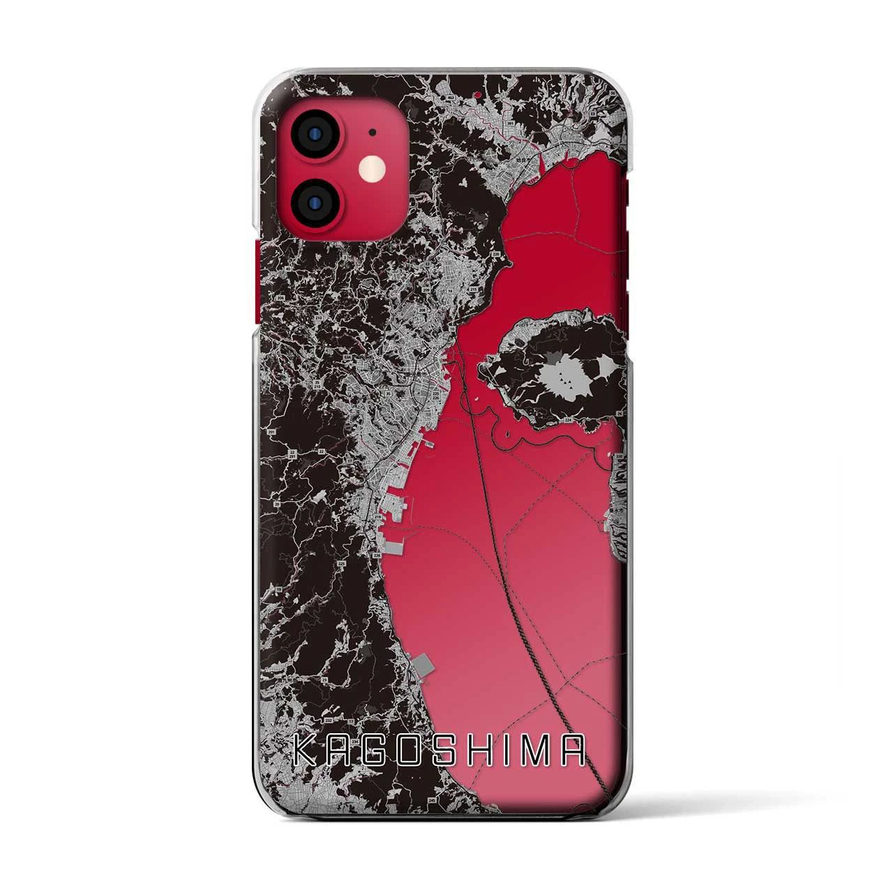 【鹿児島2(鹿児島県)】地図柄iPhoneケース(クリアタイプ)モノトーン・iPhone 11 用