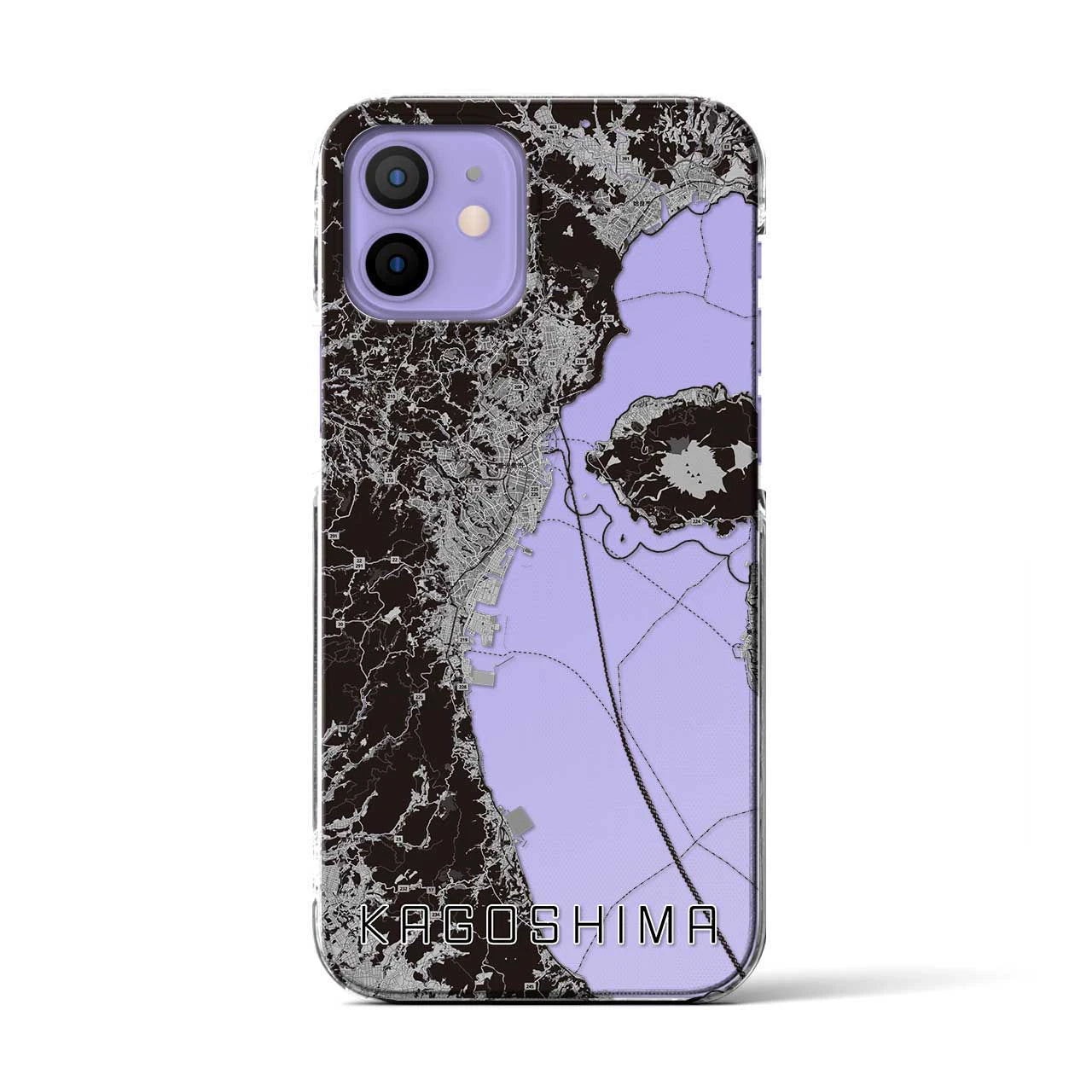 【鹿児島2(鹿児島県)】地図柄iPhoneケース(クリアタイプ)モノトーン・iPhone 12 / 12 Pro 用