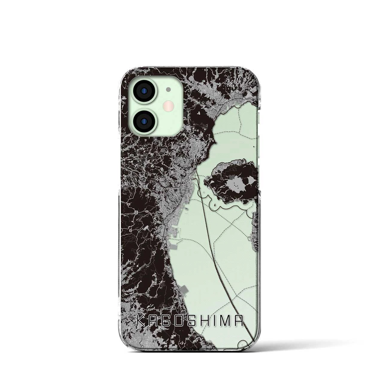 【鹿児島2(鹿児島県)】地図柄iPhoneケース(クリアタイプ)モノトーン・iPhone 12 mini 用