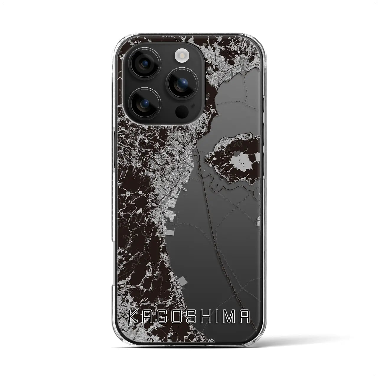 【鹿児島2(鹿児島県)】地図柄iPhoneケース(クリアタイプ)モノトーン・iPhone 16 用