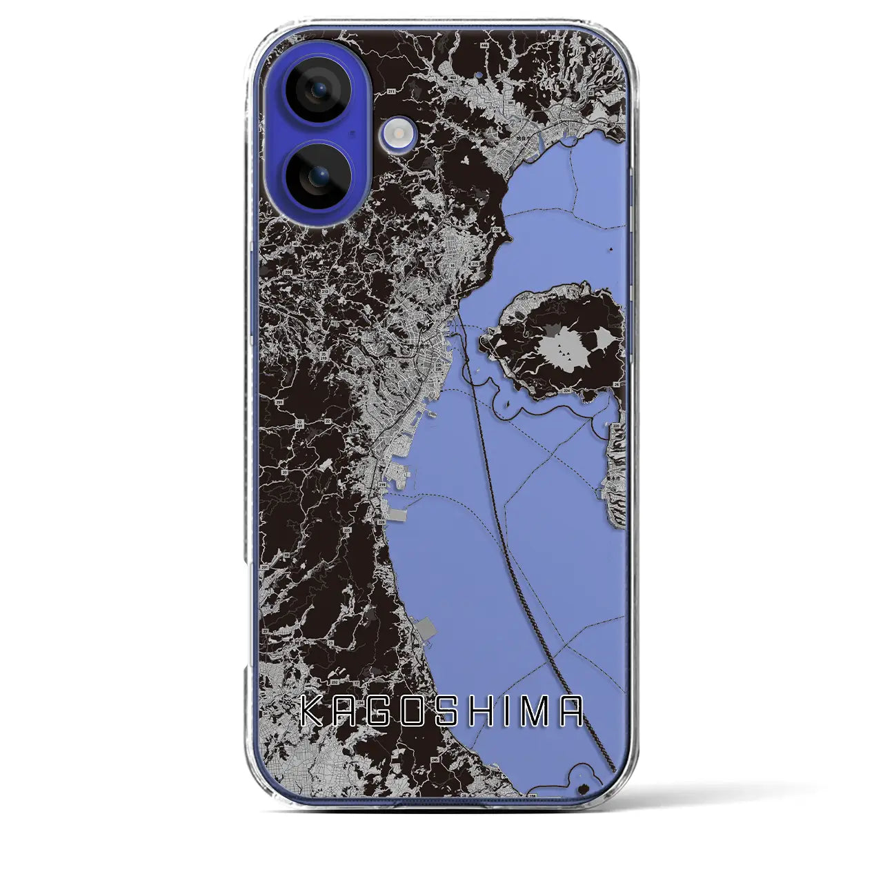 【鹿児島2(鹿児島県)】地図柄iPhoneケース(クリアタイプ)モノトーン・iPhone 16 Pro Max 用