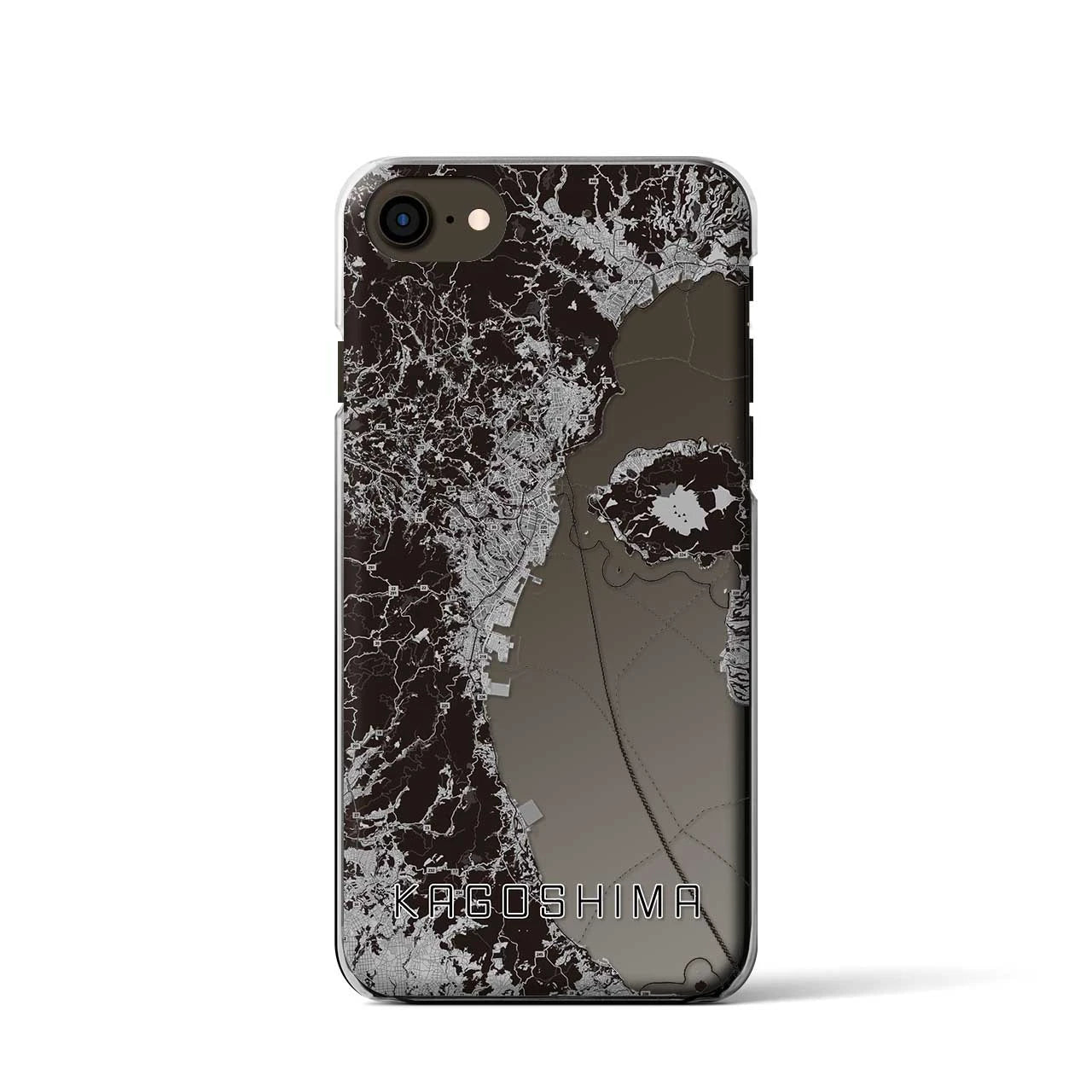 【鹿児島2(鹿児島県)】地図柄iPhoneケース(クリアタイプ)モノトーン・iPhone SE(第3 / 第2世代) / 8 / 7 / 6s / 6 用