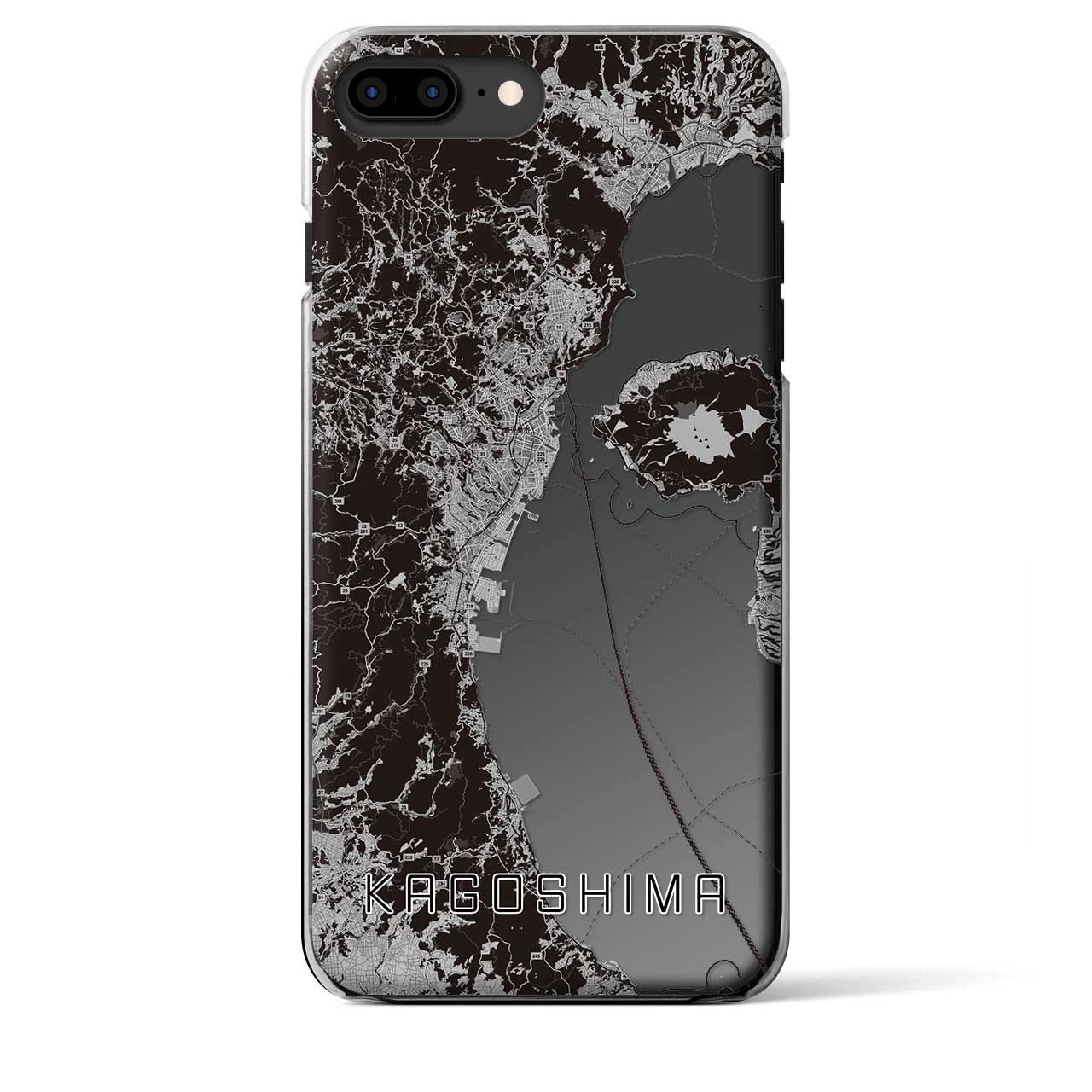 【鹿児島2(鹿児島県)】地図柄iPhoneケース(クリアタイプ)モノトーン・iPhone 8Plus /7Plus / 6sPlus / 6Plus 用