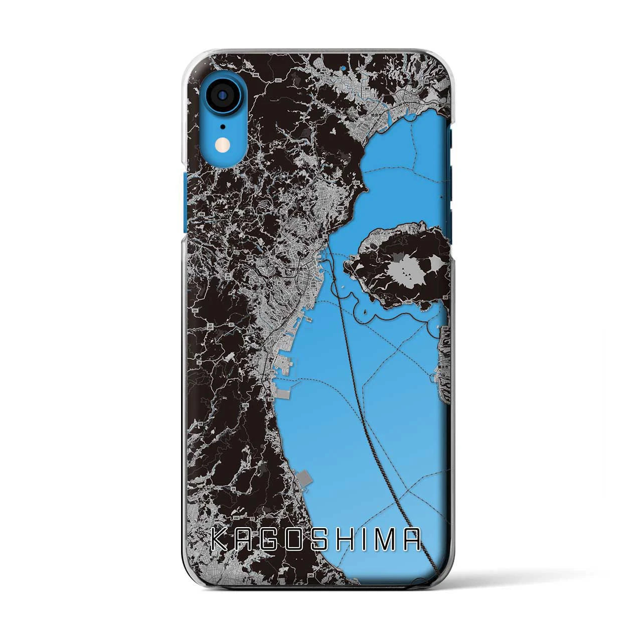 【鹿児島2(鹿児島県)】地図柄iPhoneケース(クリアタイプ)モノトーン・iPhone XR 用