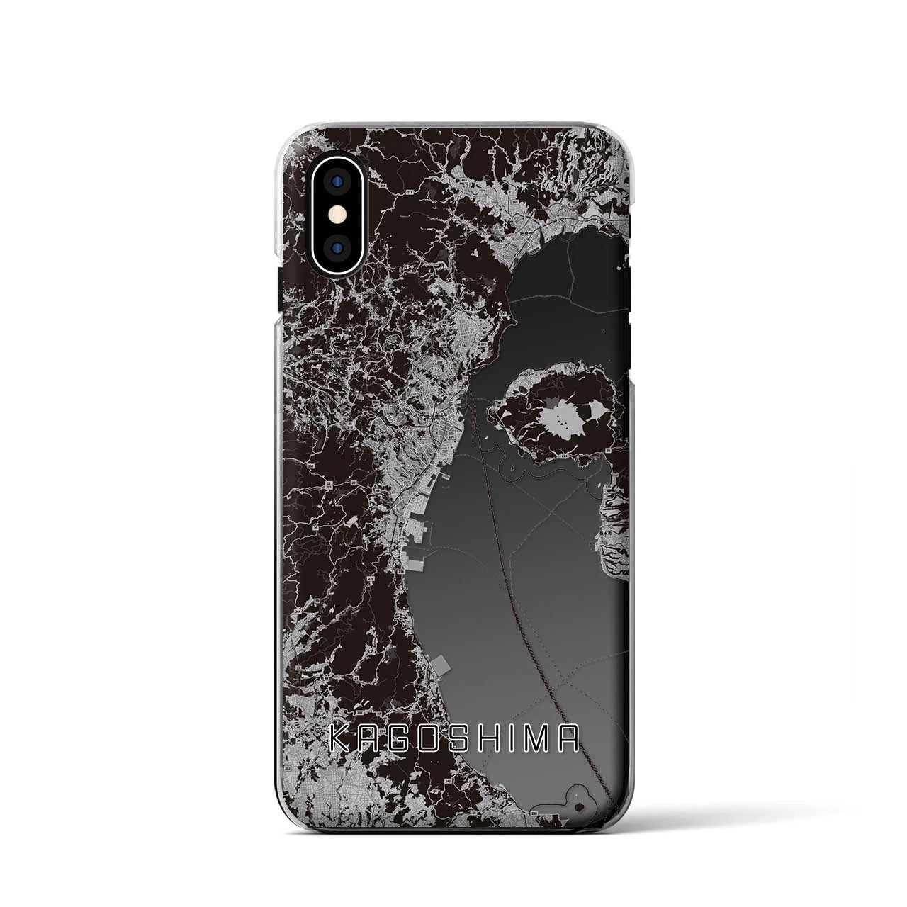 【鹿児島2(鹿児島県)】地図柄iPhoneケース(クリアタイプ)モノトーン・iPhone XS / X 用
