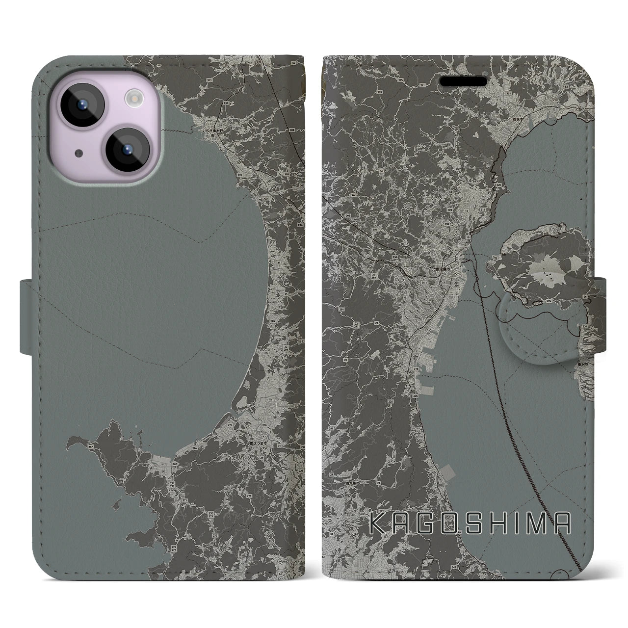 【鹿児島2(鹿児島県)】地図柄iPhoneケース(手帳タイプ)