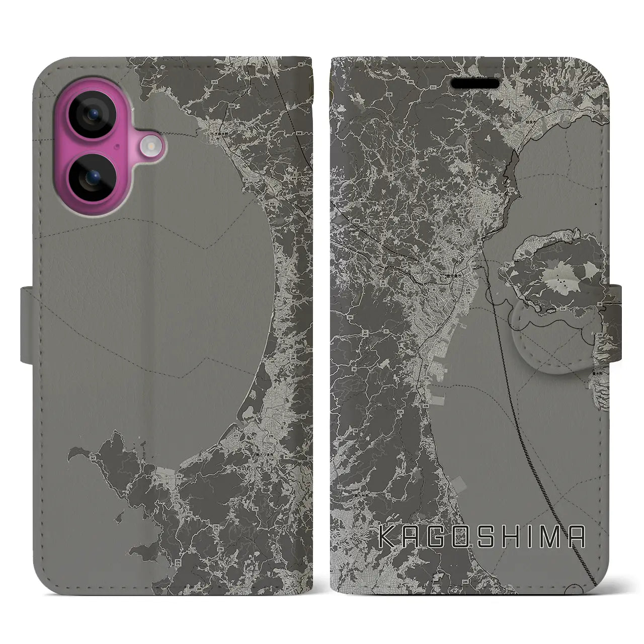 【鹿児島2(鹿児島県)】地図柄iPhoneケース(手帳タイプ)