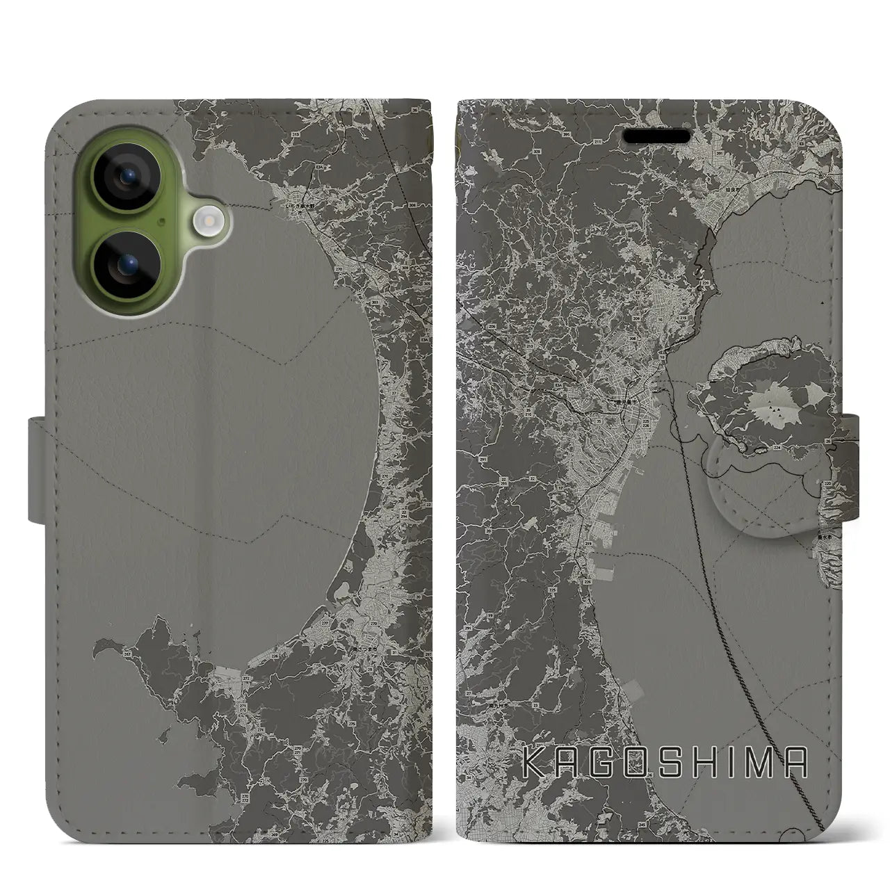 【鹿児島2(鹿児島県)】地図柄iPhoneケース(手帳タイプ)