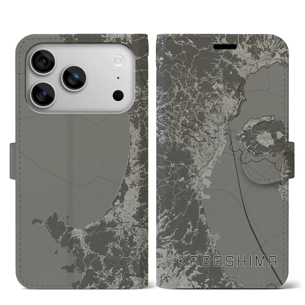 【鹿児島2(鹿児島県)】地図柄iPhoneケース(手帳タイプ)