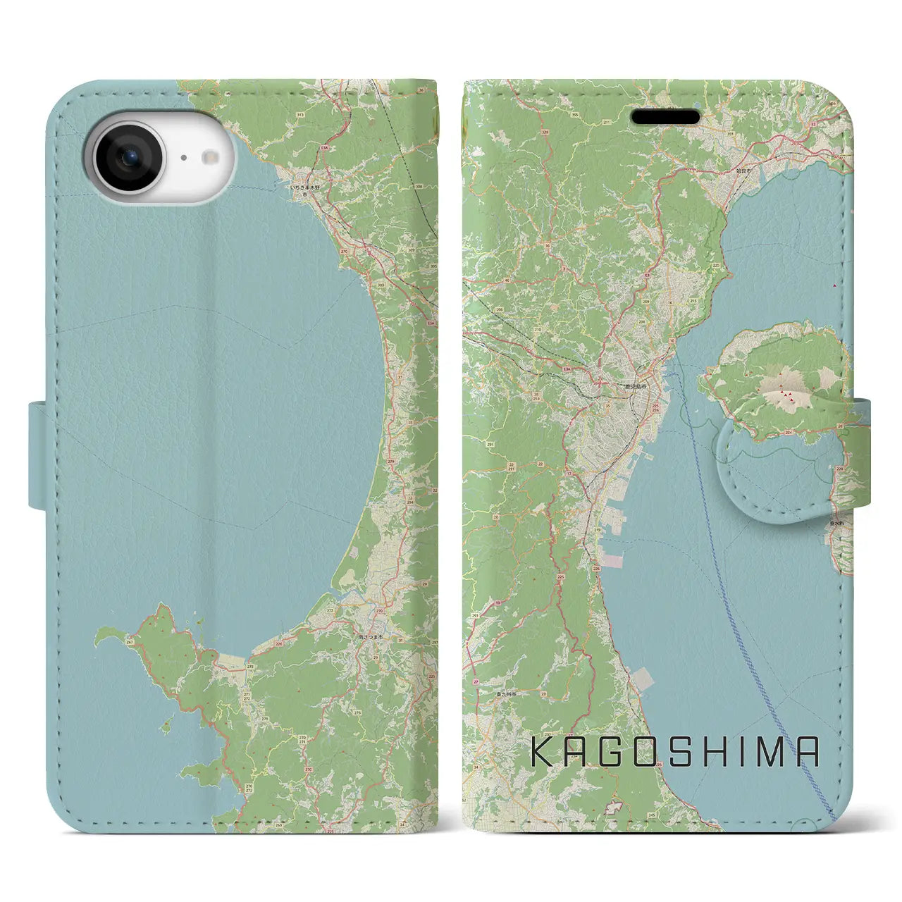 【鹿児島2(鹿児島県)】地図柄iPhoneケース(手帳タイプ)