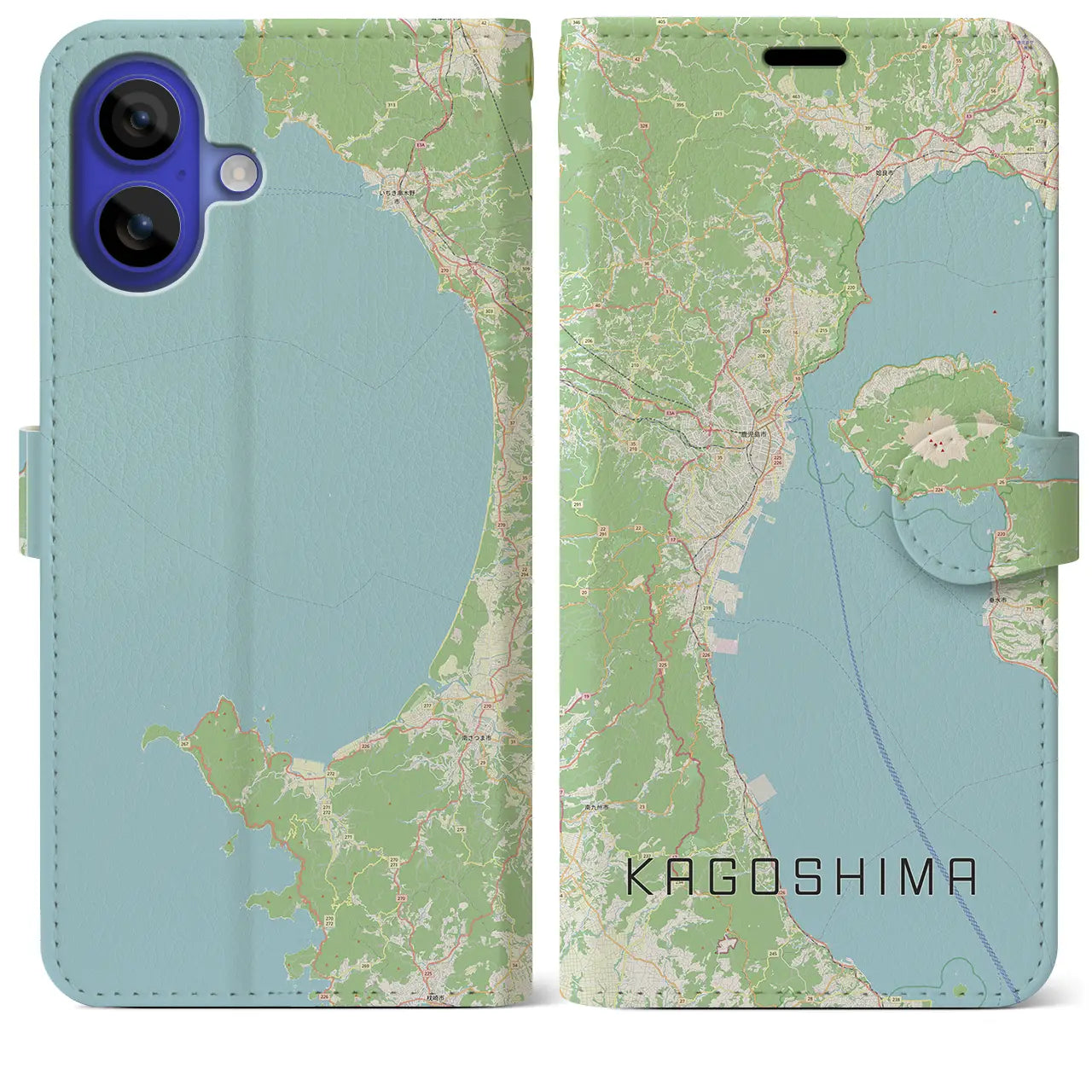 【鹿児島2(鹿児島県)】地図柄iPhoneケース(手帳タイプ)