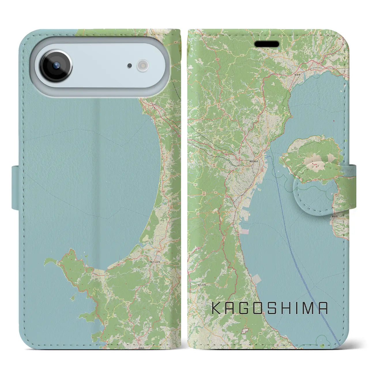【鹿児島2(鹿児島県)】地図柄iPhoneケース(手帳タイプ)