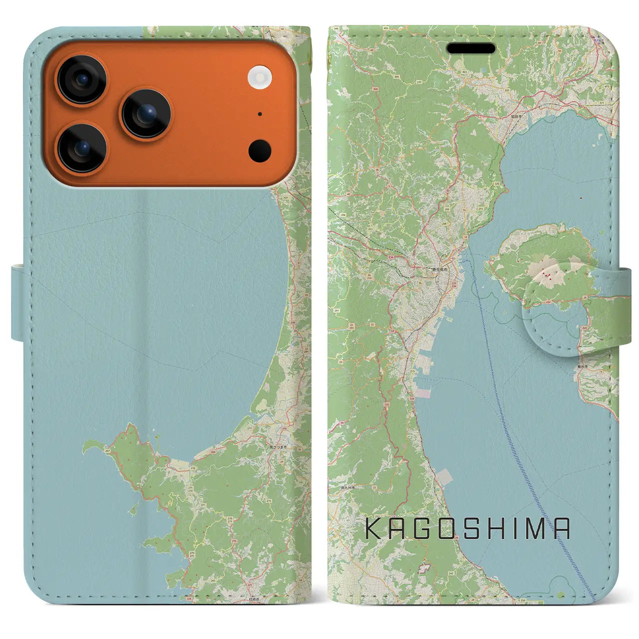 【鹿児島2(鹿児島県)】地図柄iPhoneケース(手帳タイプ)