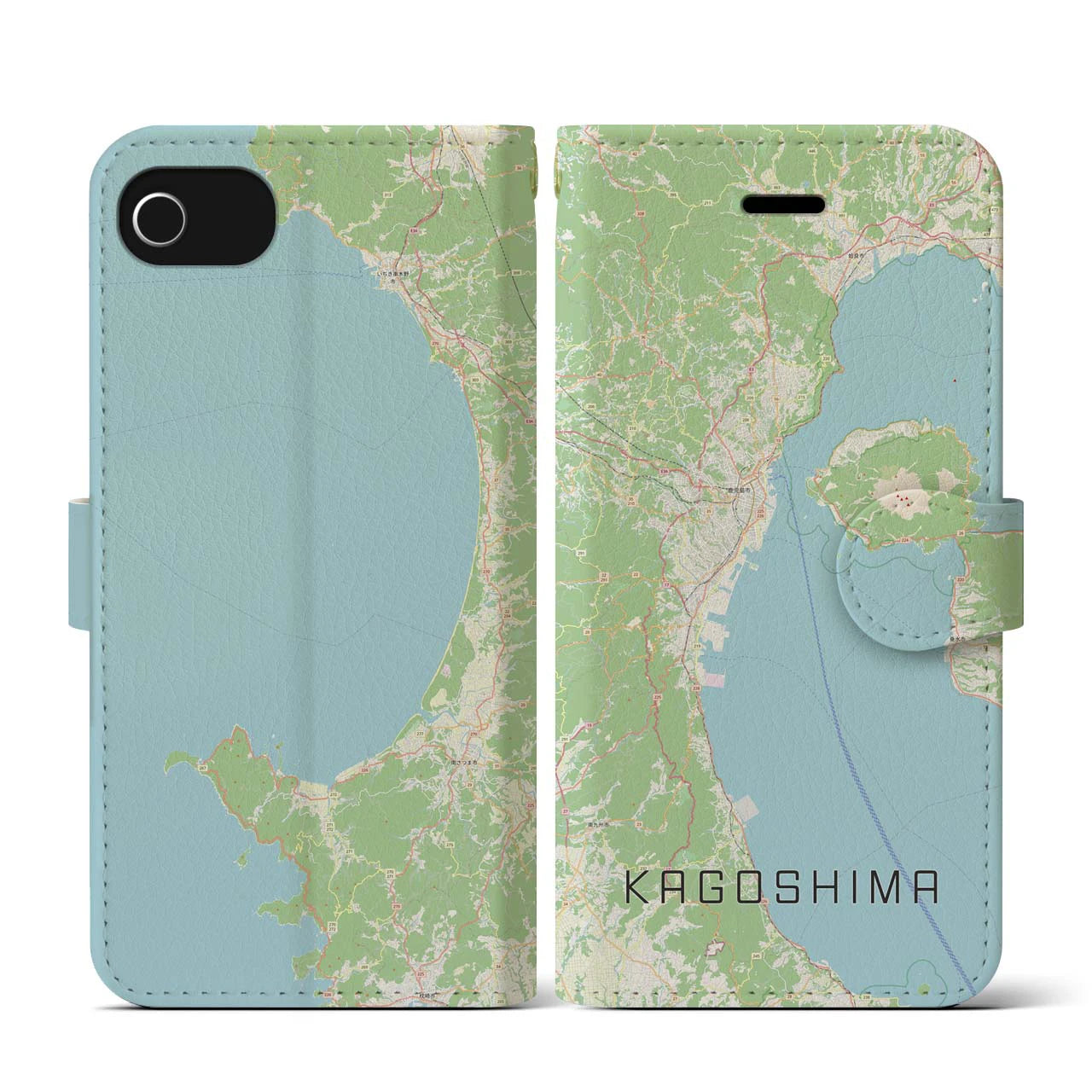 【鹿児島2(鹿児島県)】地図柄iPhoneケース(手帳タイプ)