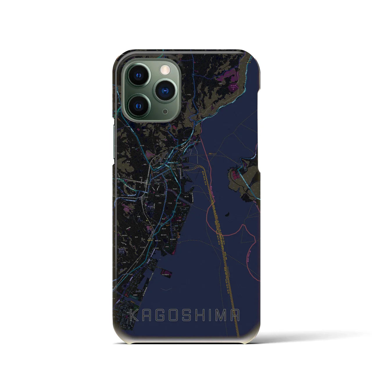 【鹿児島(鹿児島県)】地図柄iPhoneケース(バックカバータイプ)