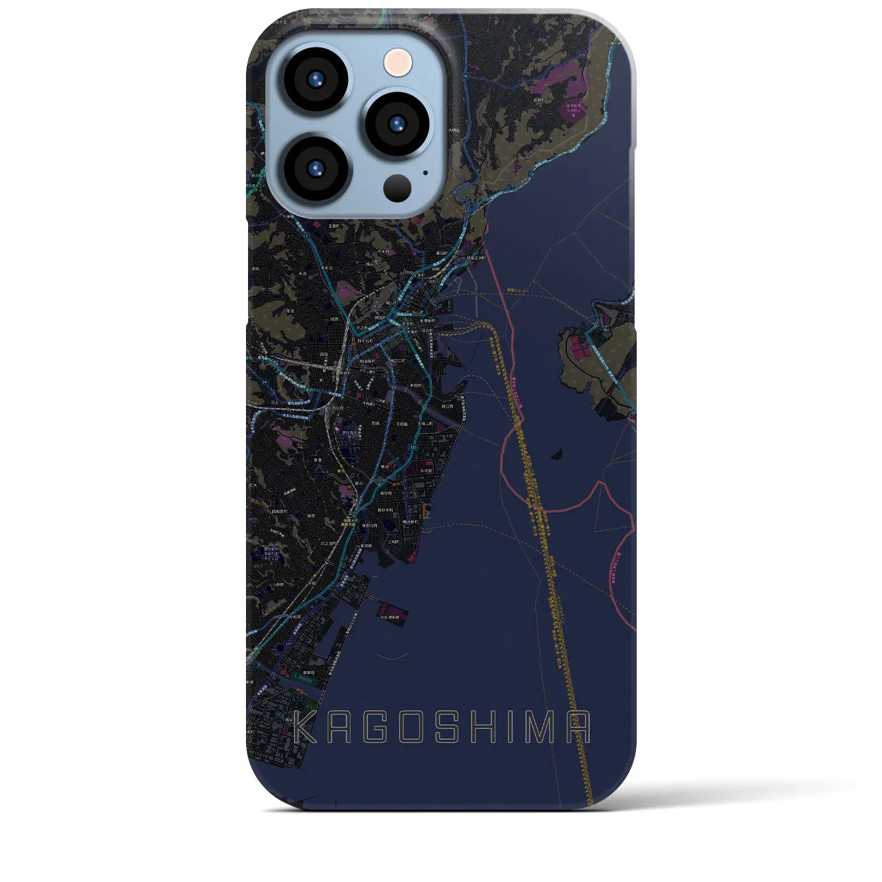 【鹿児島(鹿児島県)】地図柄iPhoneケース(バックカバータイプ)