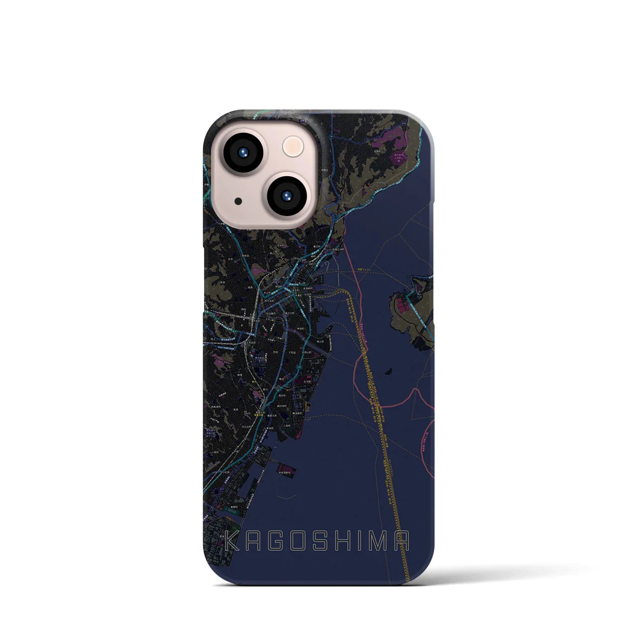 【鹿児島(鹿児島県)】地図柄iPhoneケース(バックカバータイプ)