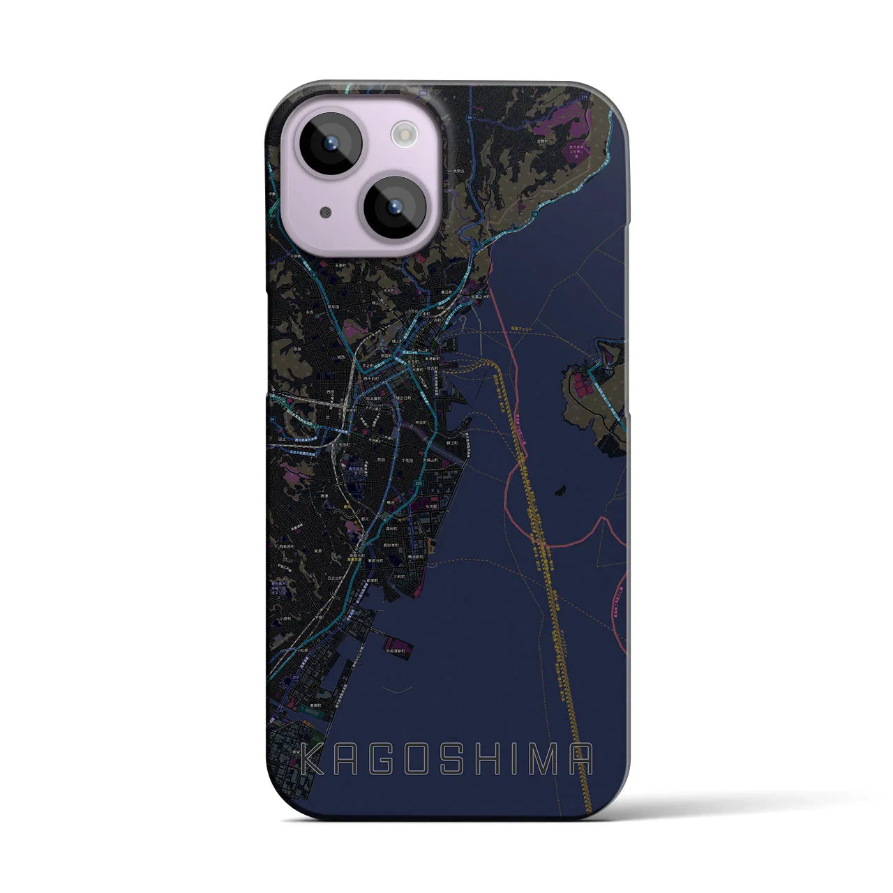 【鹿児島(鹿児島県)】地図柄iPhoneケース(バックカバータイプ)