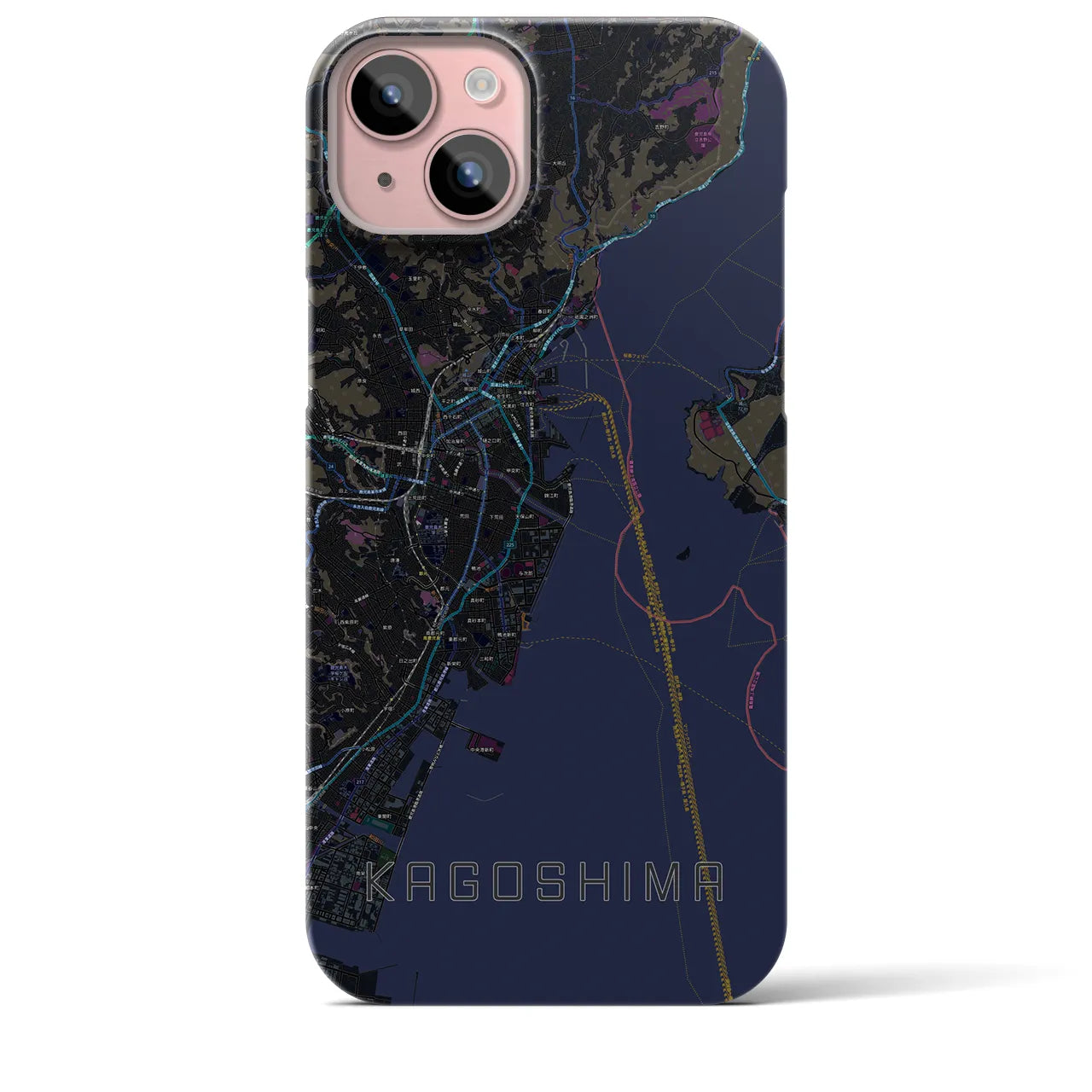 【鹿児島(鹿児島県)】地図柄iPhoneケース(バックカバータイプ)