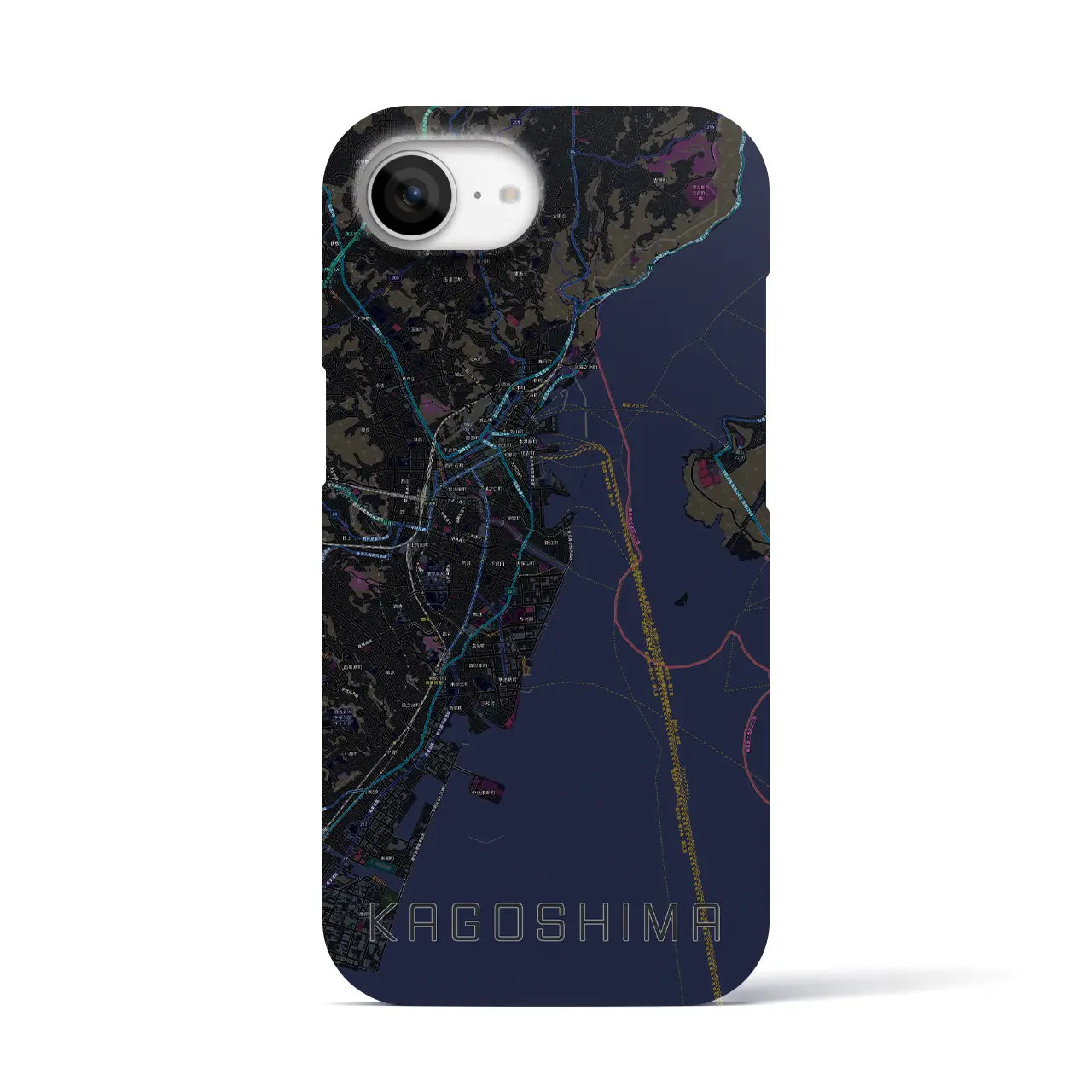 【鹿児島(鹿児島県)】地図柄iPhoneケース(バックカバータイプ)