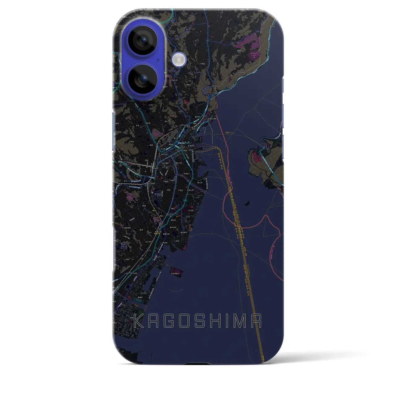 【鹿児島(鹿児島県)】地図柄iPhoneケース(バックカバータイプ)