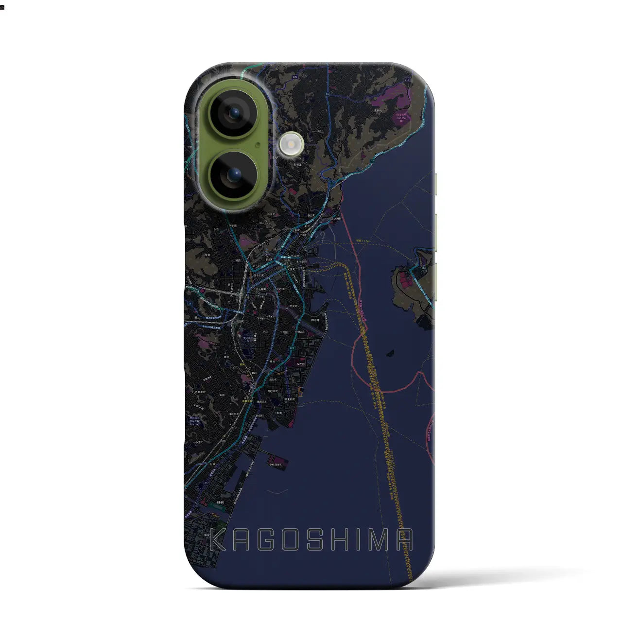 【鹿児島(鹿児島県)】地図柄iPhoneケース(バックカバータイプ)