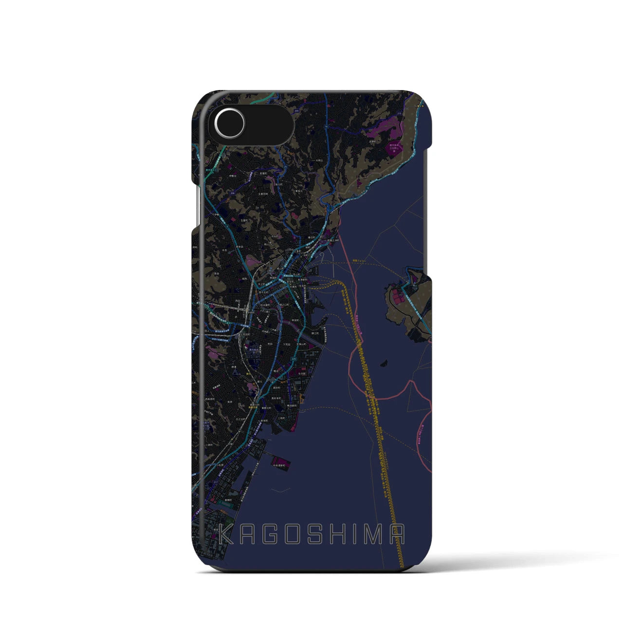 【鹿児島(鹿児島県)】地図柄iPhoneケース(バックカバータイプ)