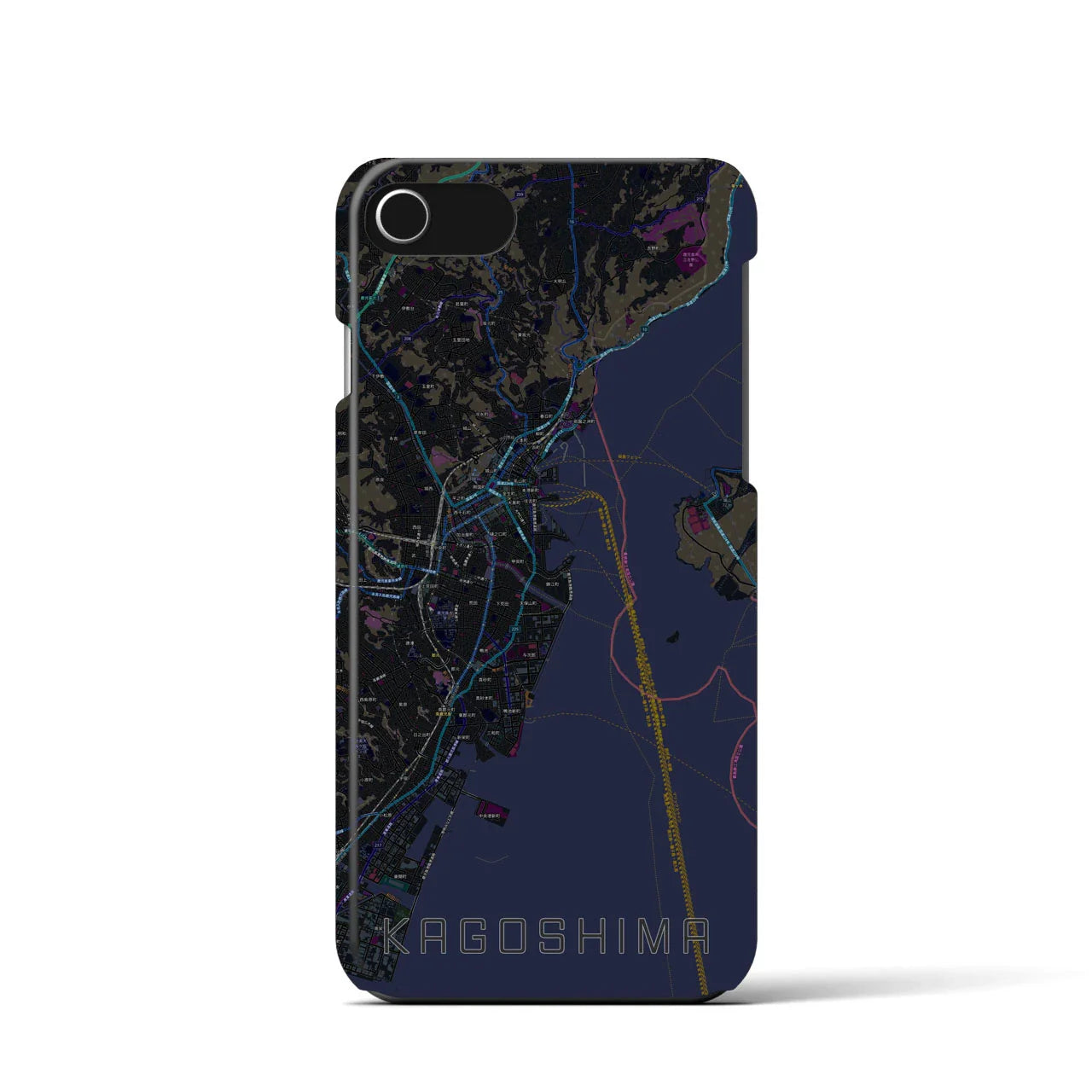 【鹿児島(鹿児島県)】地図柄iPhoneケース(バックカバータイプ)
