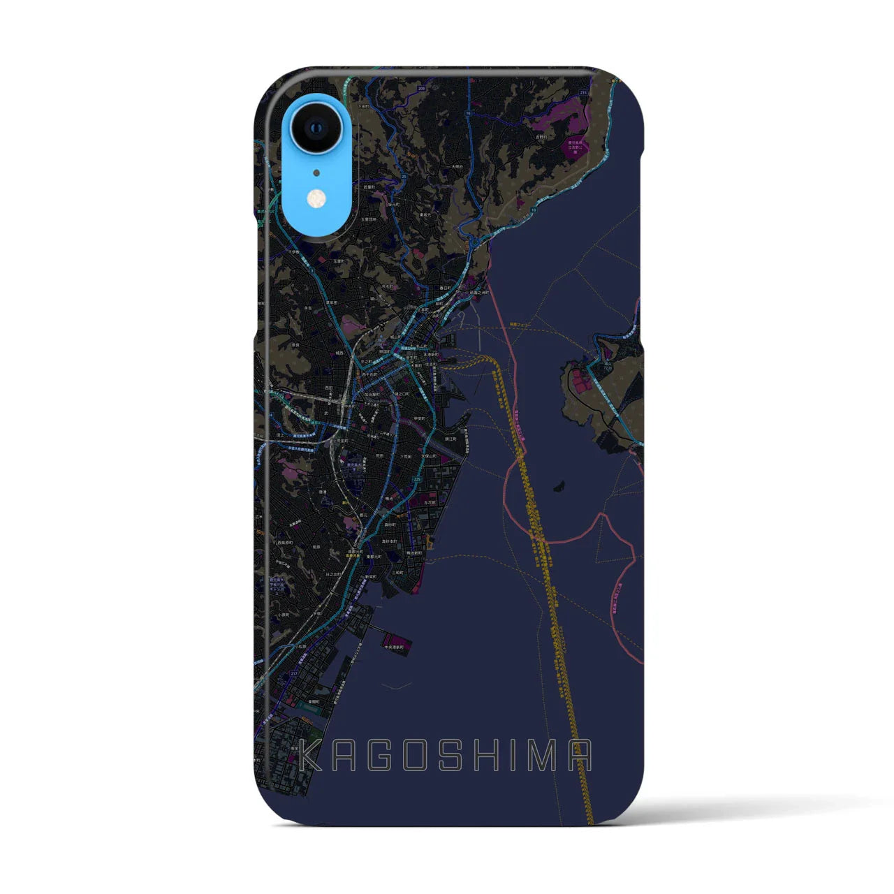 【鹿児島(鹿児島県)】地図柄iPhoneケース(バックカバータイプ)