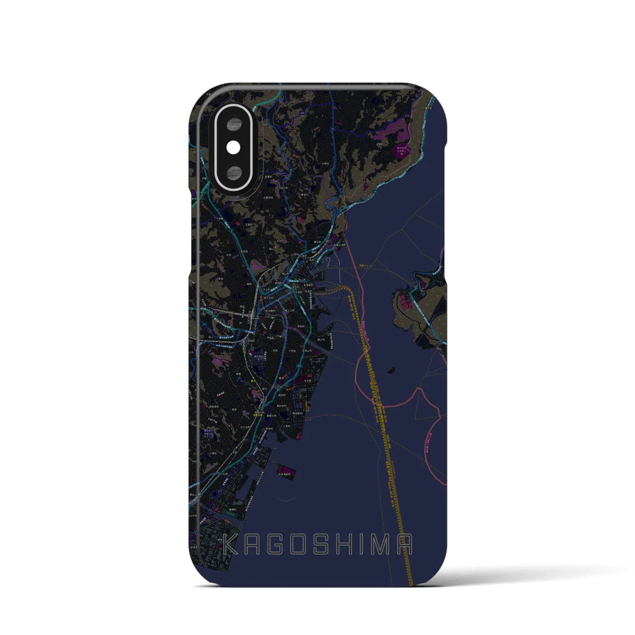 【鹿児島(鹿児島県)】地図柄iPhoneケース(バックカバータイプ)