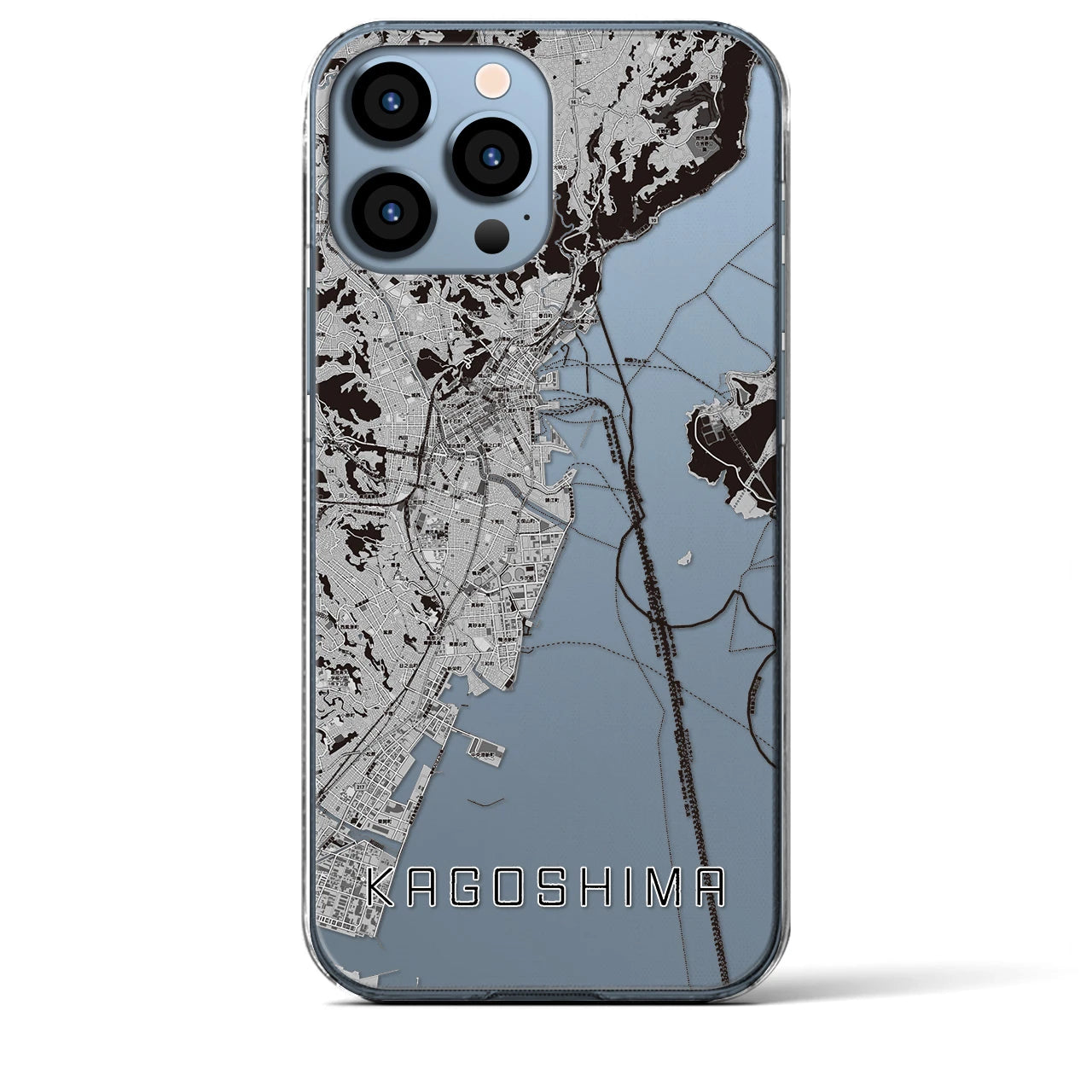【鹿児島(鹿児島県)】地図柄iPhoneケース(クリアタイプ)