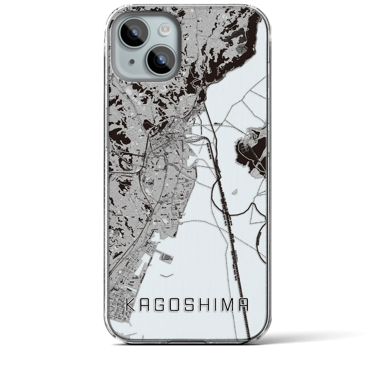【鹿児島(鹿児島県)】地図柄iPhoneケース(クリアタイプ)